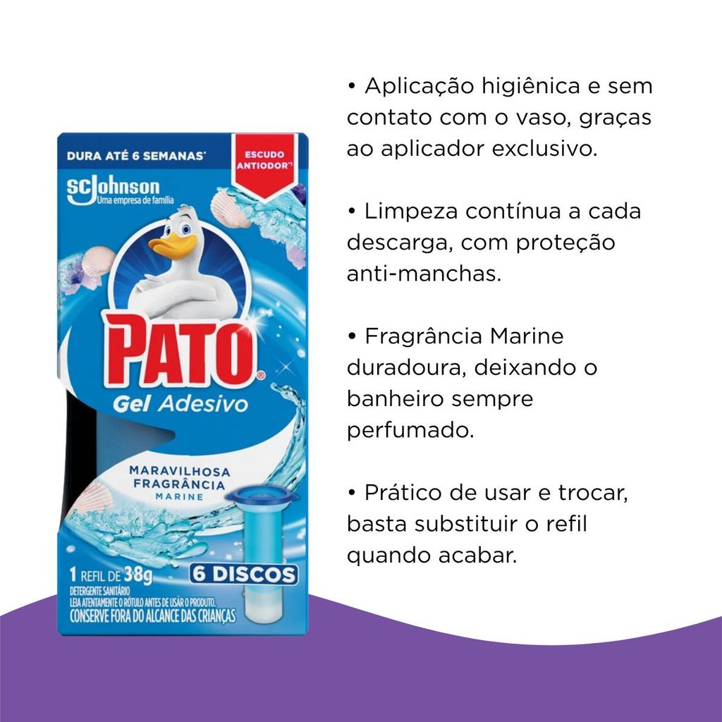Detergente Sanitário Pato Gel Adesivo Marine Refil 38g