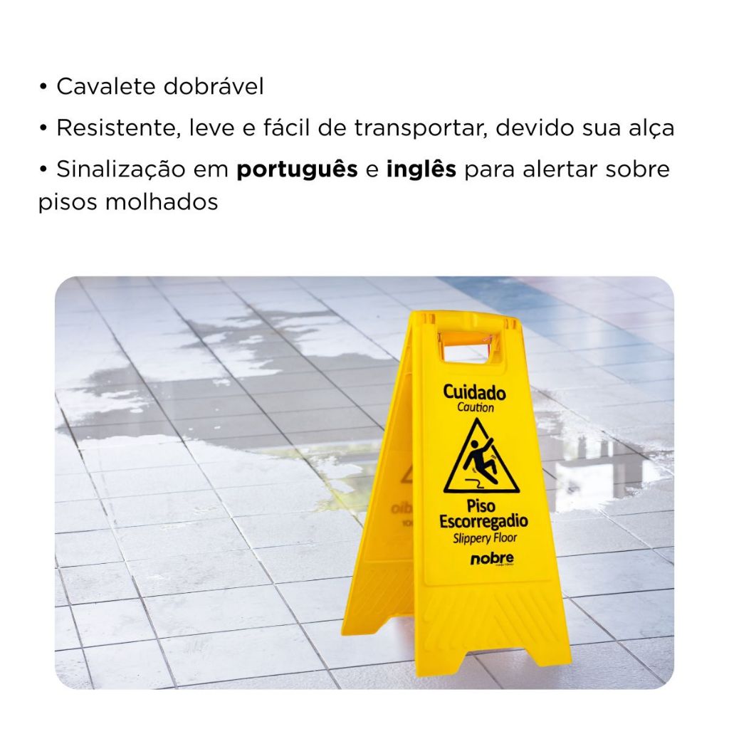 Placa Cavalete Sinalizador de Cuidado Piso Escorregadio - Ideal para Áreas de Segurança