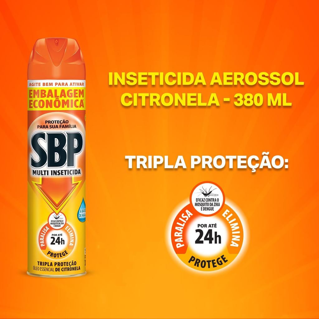 Inseticida Aerossol Multi Insetos Óleo De Citronela 380ml SBP